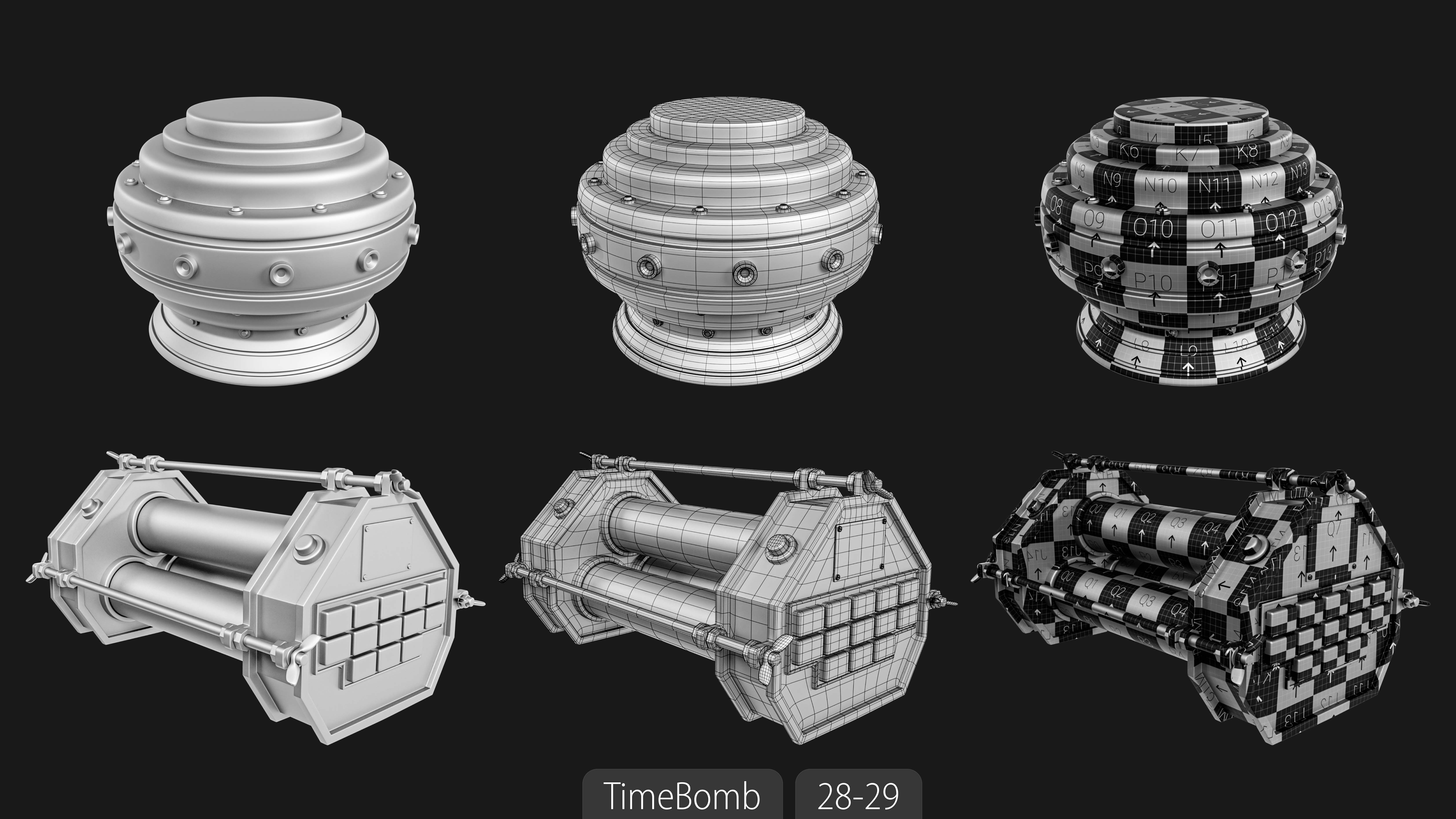 Explosives Mega Pack 100 Meshes Grenades Bombs Mines Dynamites Low-poly 3D model_82