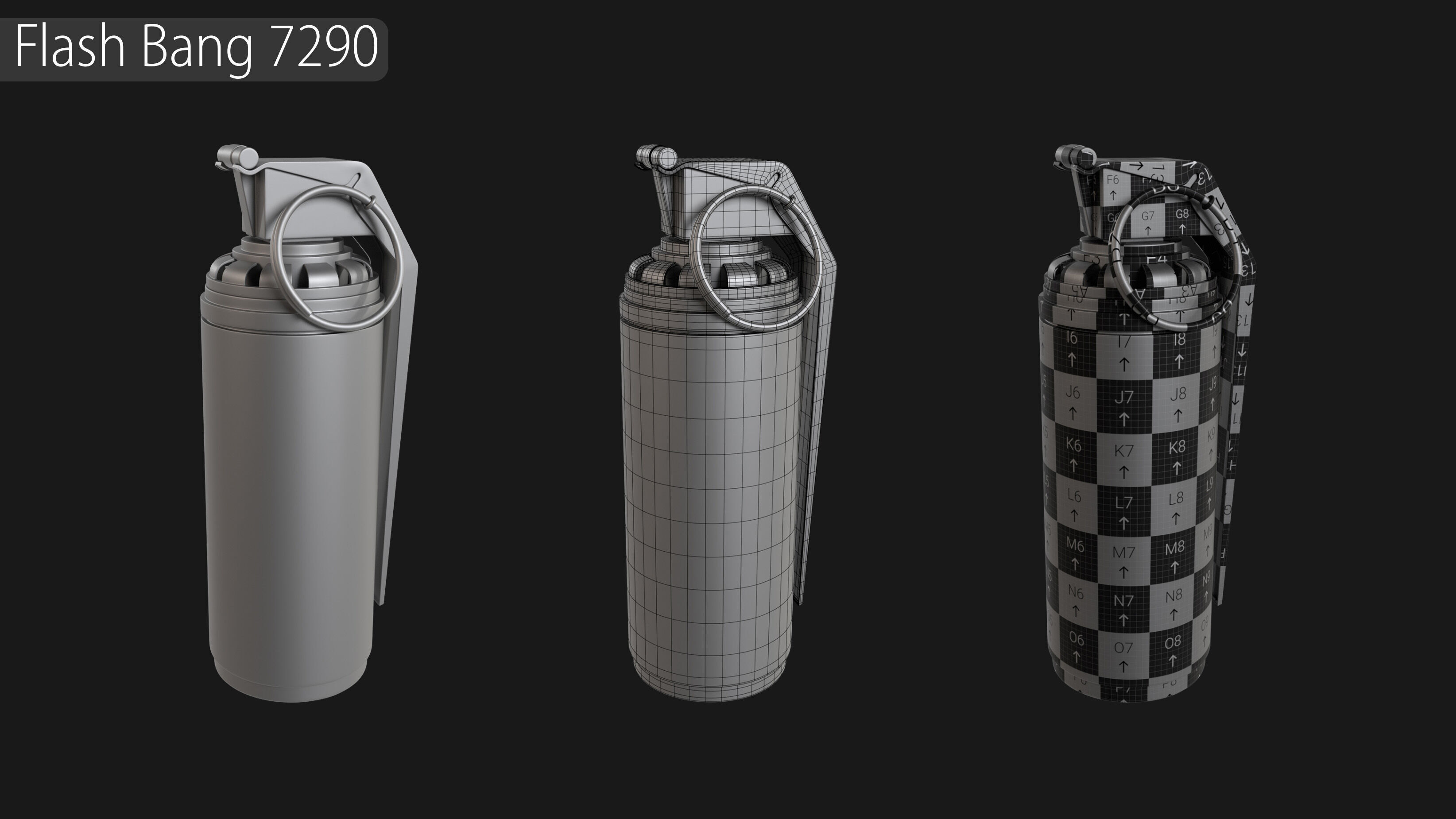 Explosives Mega Pack 100 Meshes Grenades Bombs Mines Dynamites Low-poly 3D model_32