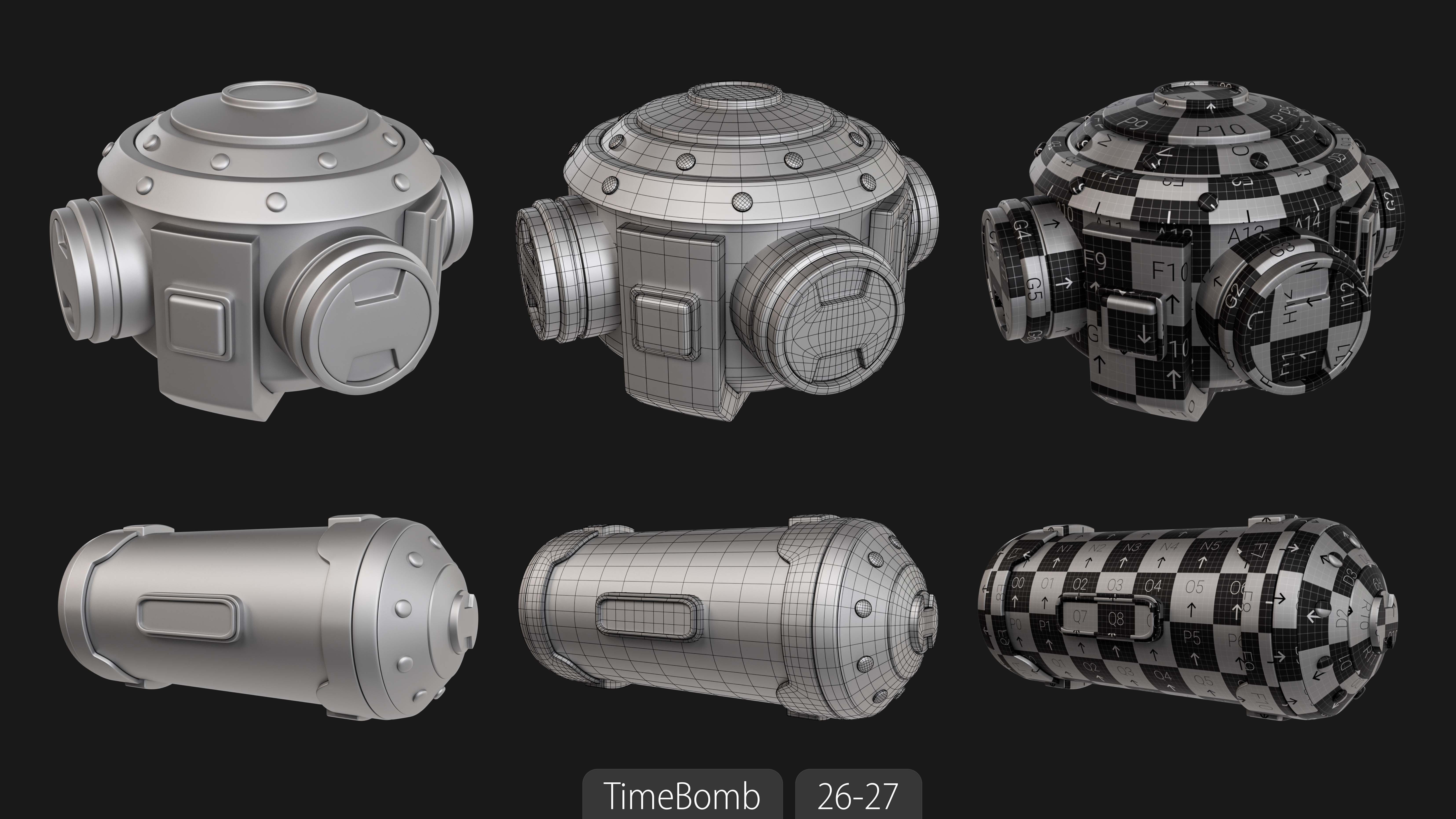 Explosives Mega Pack 100 Meshes Grenades Bombs Mines Dynamites Low-poly 3D model_81