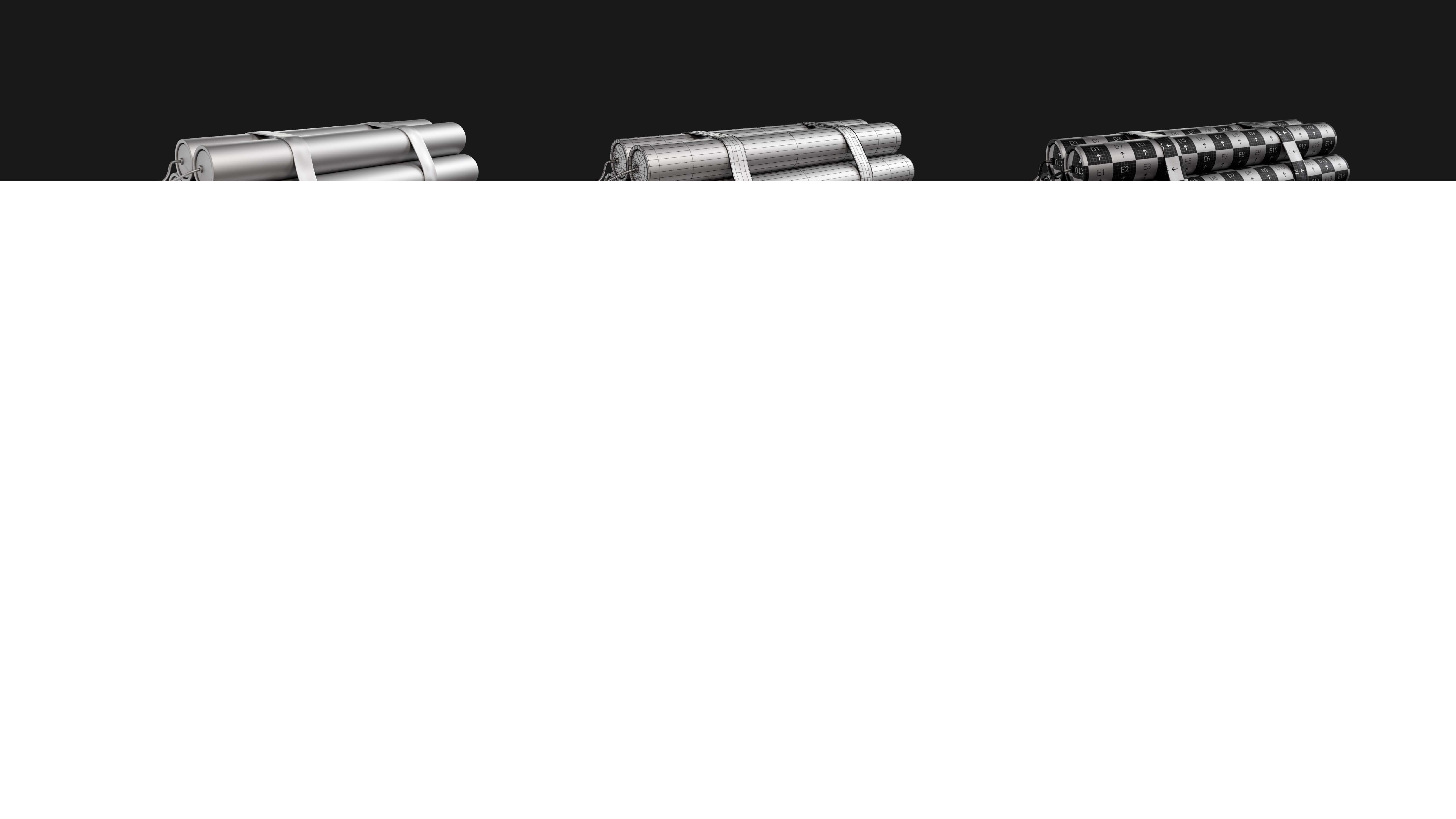 Explosives Mega Pack 100 Meshes Grenades Bombs Mines Dynamites Low-poly 3D model_41