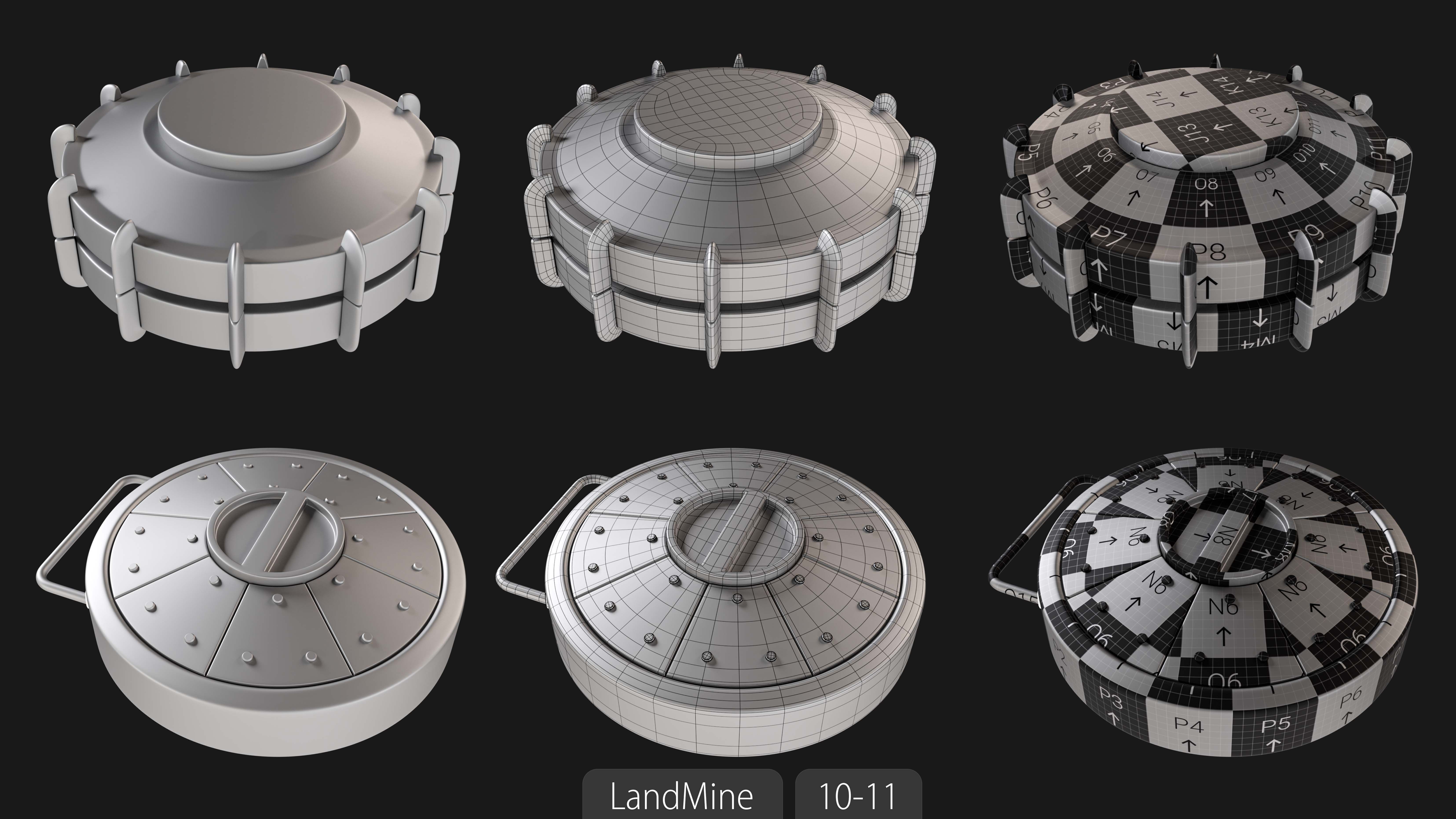 Explosives Mega Pack 100 Meshes Grenades Bombs Mines Dynamites Low-poly 3D model_52