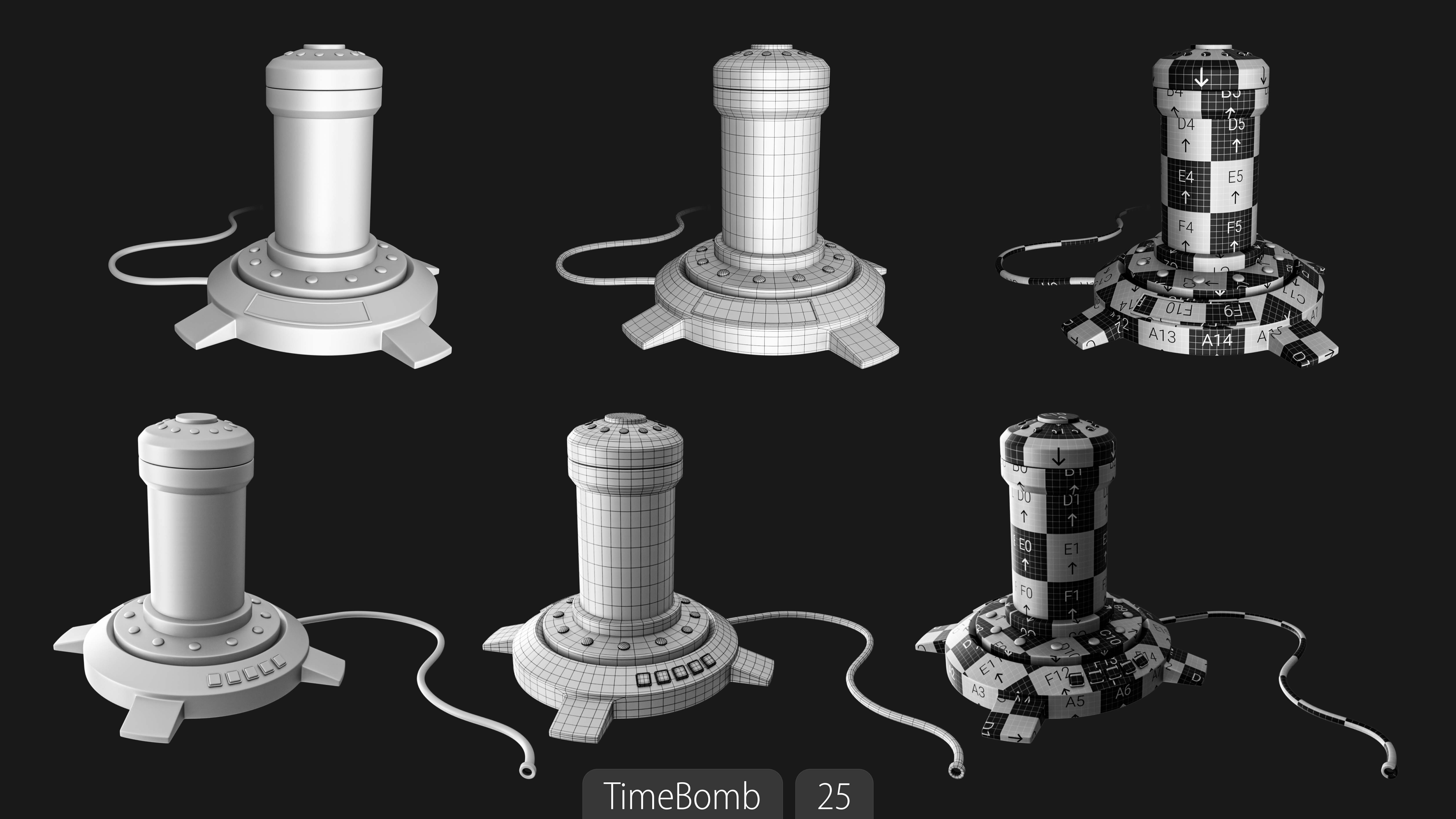Explosives Mega Pack 100 Meshes Grenades Bombs Mines Dynamites Low-poly 3D model_80