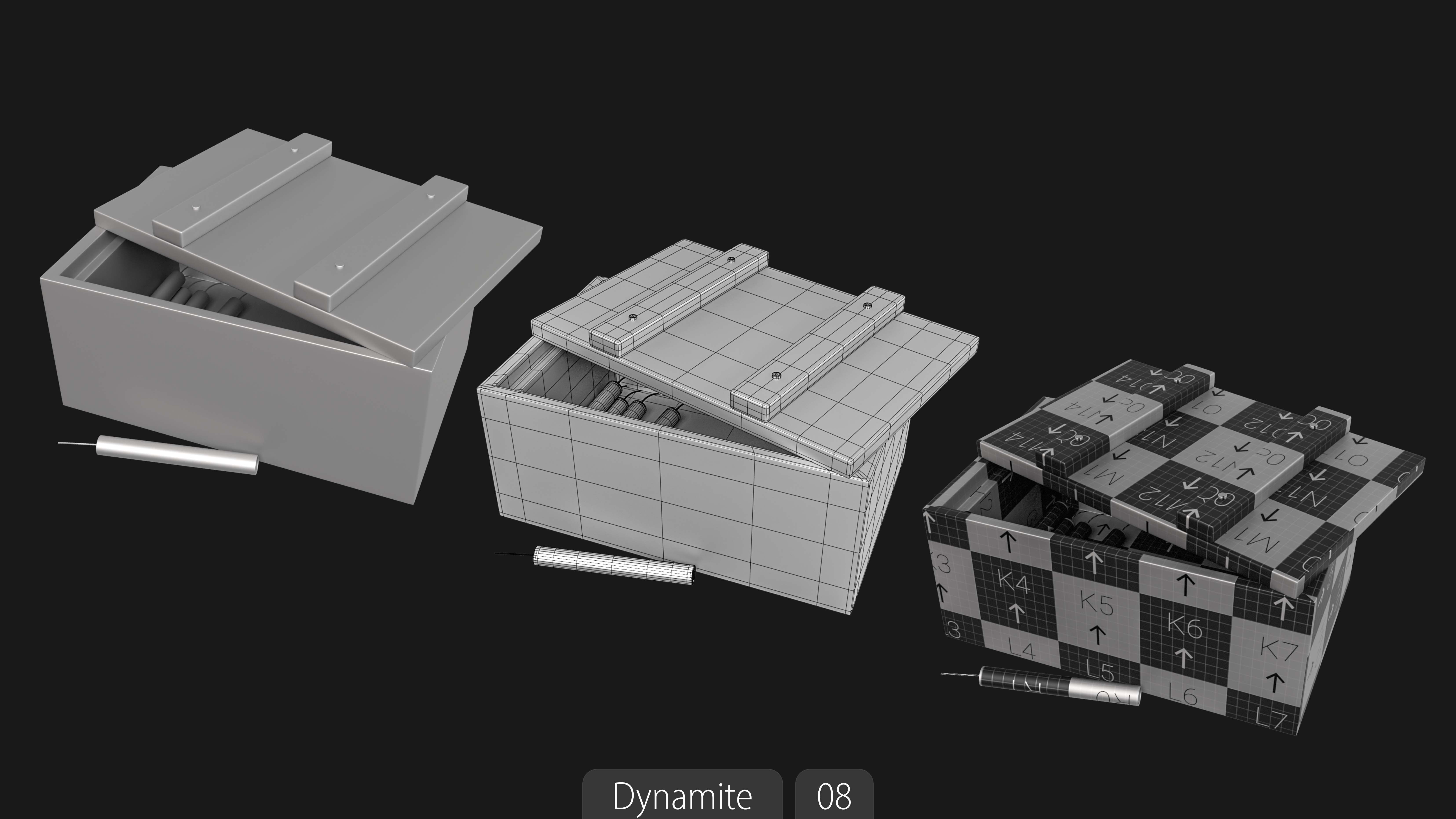Explosives Mega Pack 100 Meshes Grenades Bombs Mines Dynamites Low-poly 3D model_44