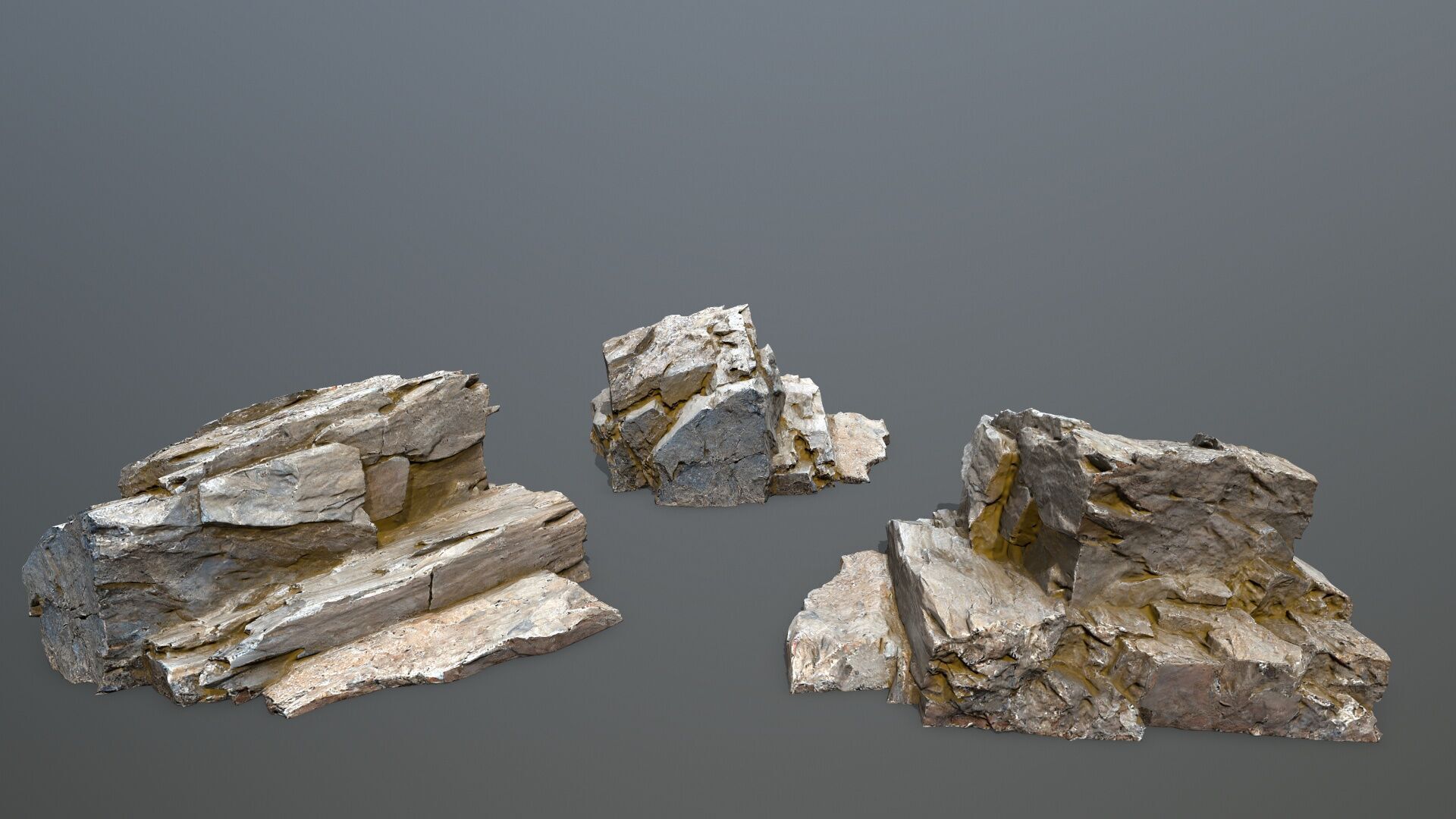 Old Rock Set Low-poly 3D model_11