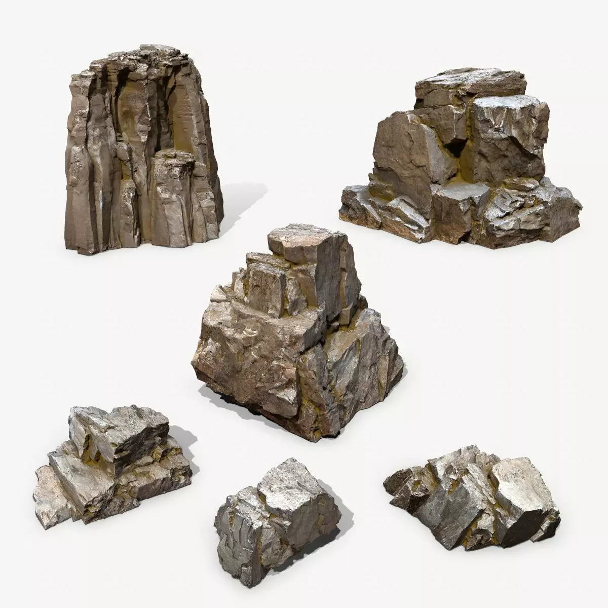 Old Rock Set Low-poly 3D model_0