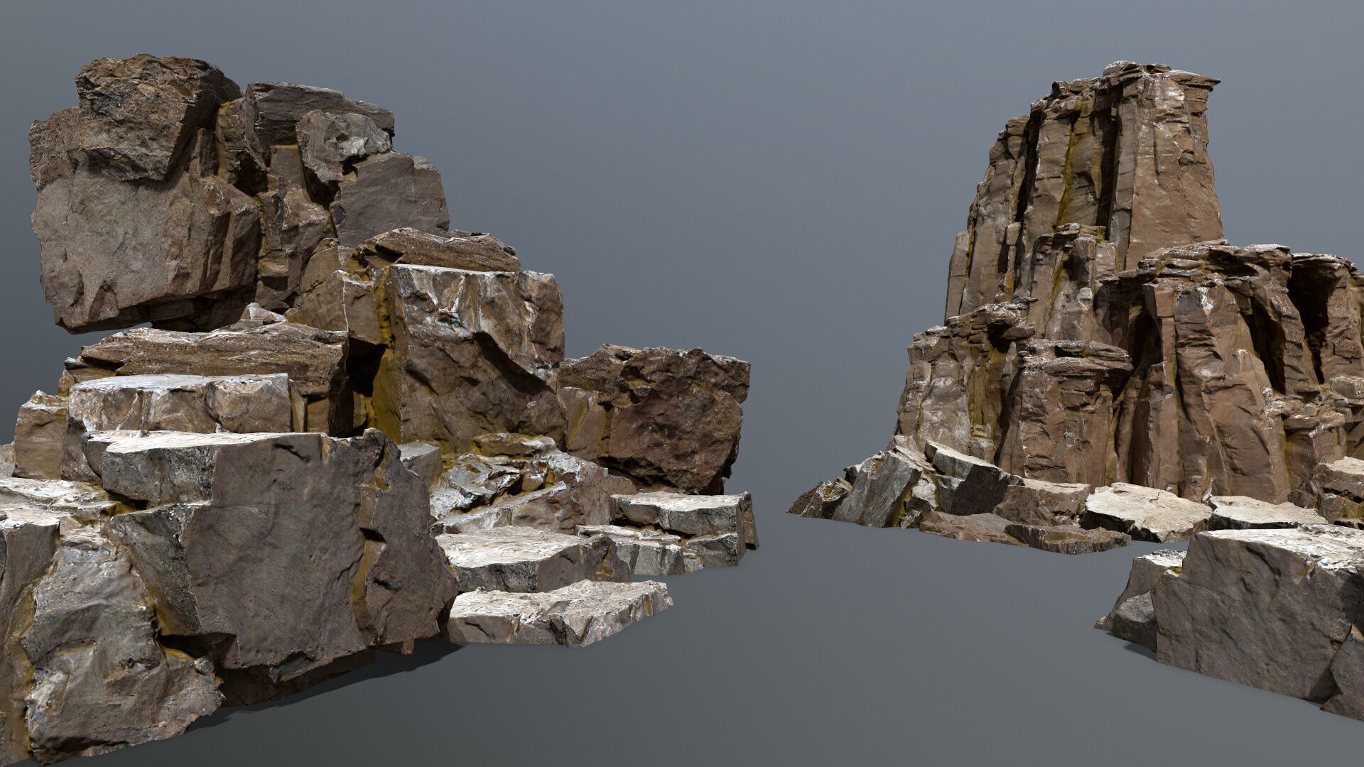 Old Rock Set Low-poly 3D model_1