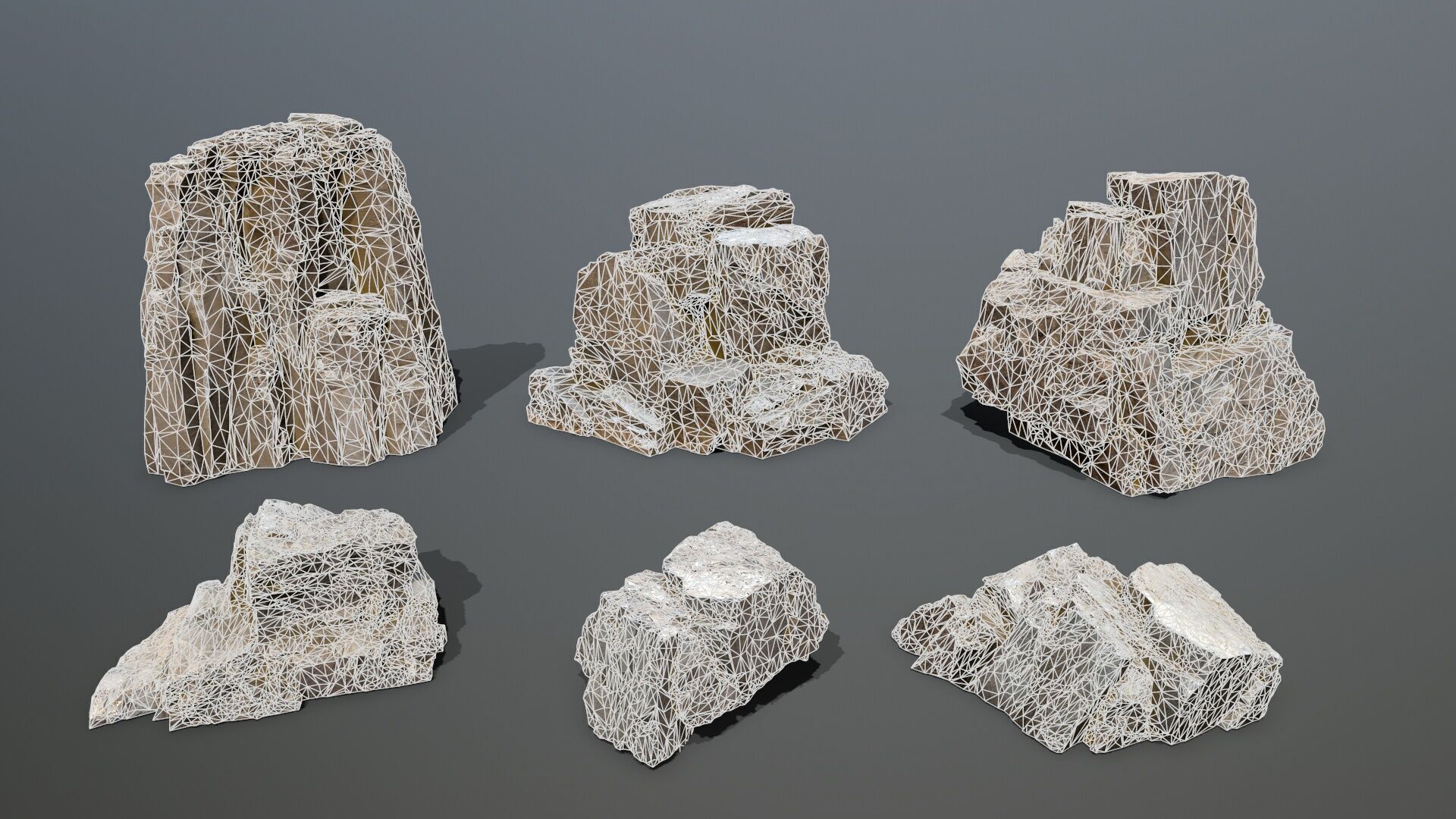 Old Rock Set Low-poly 3D model_15
