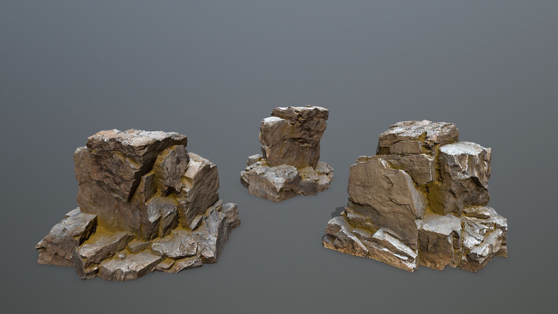 Old Rock Set Low-poly 3D model_9