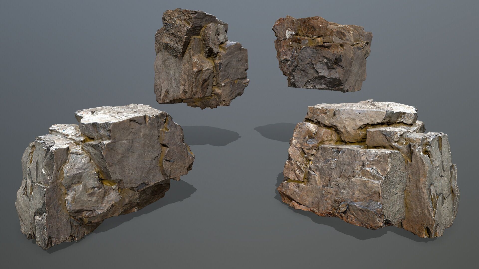 Old Rock Set Low-poly 3D model_13