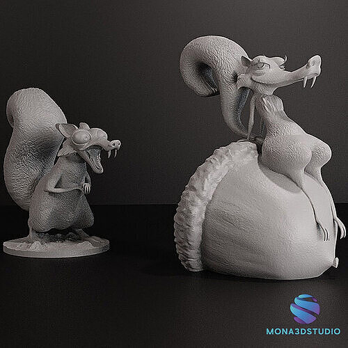 Scrat and  Scratte  3D Models Presupported STL Files Ice Age  3D print model