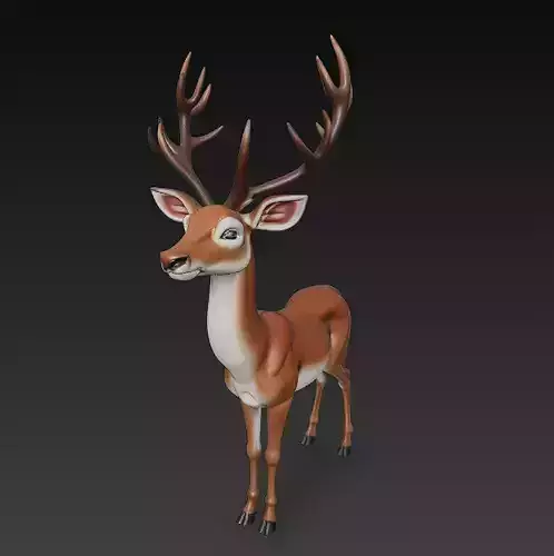 Deer Realistic 3D Model Basic - Low Poly Realistic Low-poly 3D model