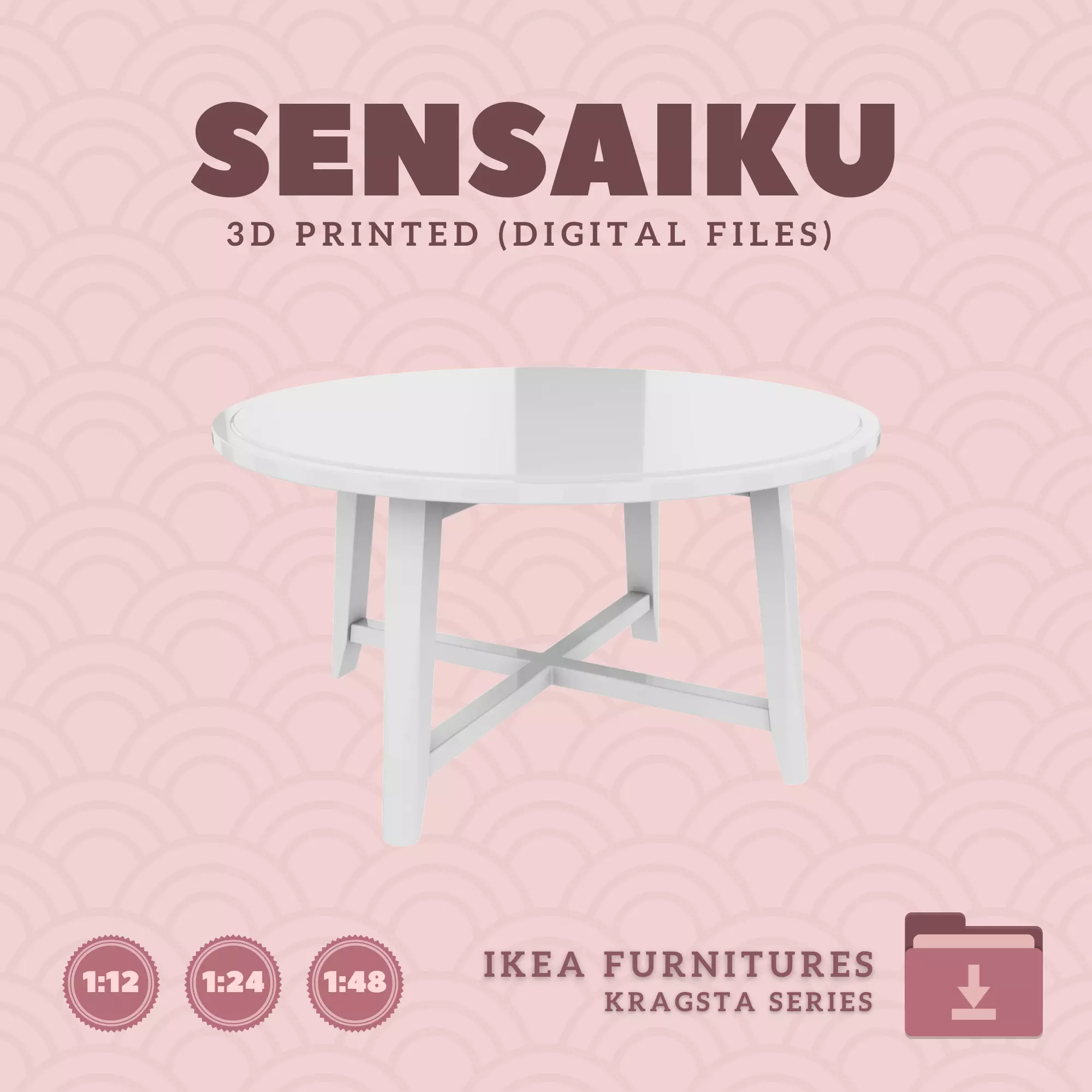 1 KRAGSTA Coffee Table for Mini Dollhouse - IKEA - 3D Print 3D print model