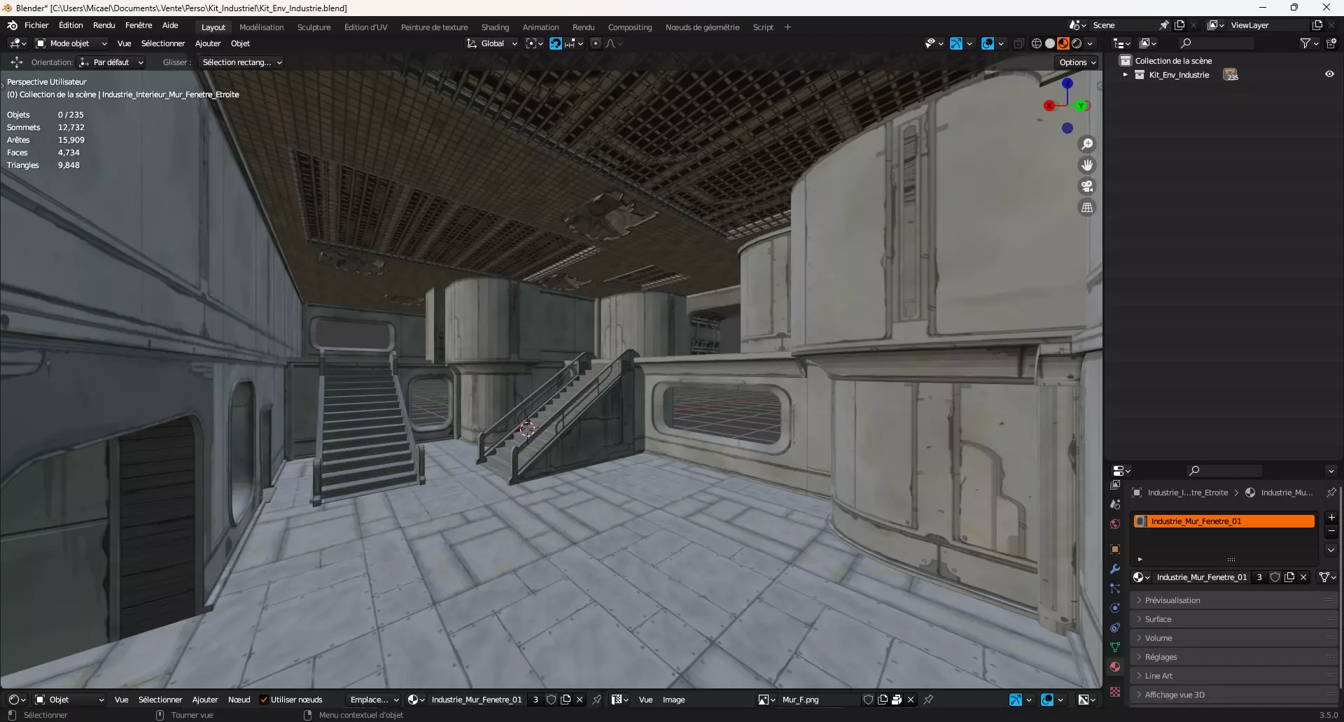 Hand Painted KitBash Industrial Interior Low-poly 3D model_1