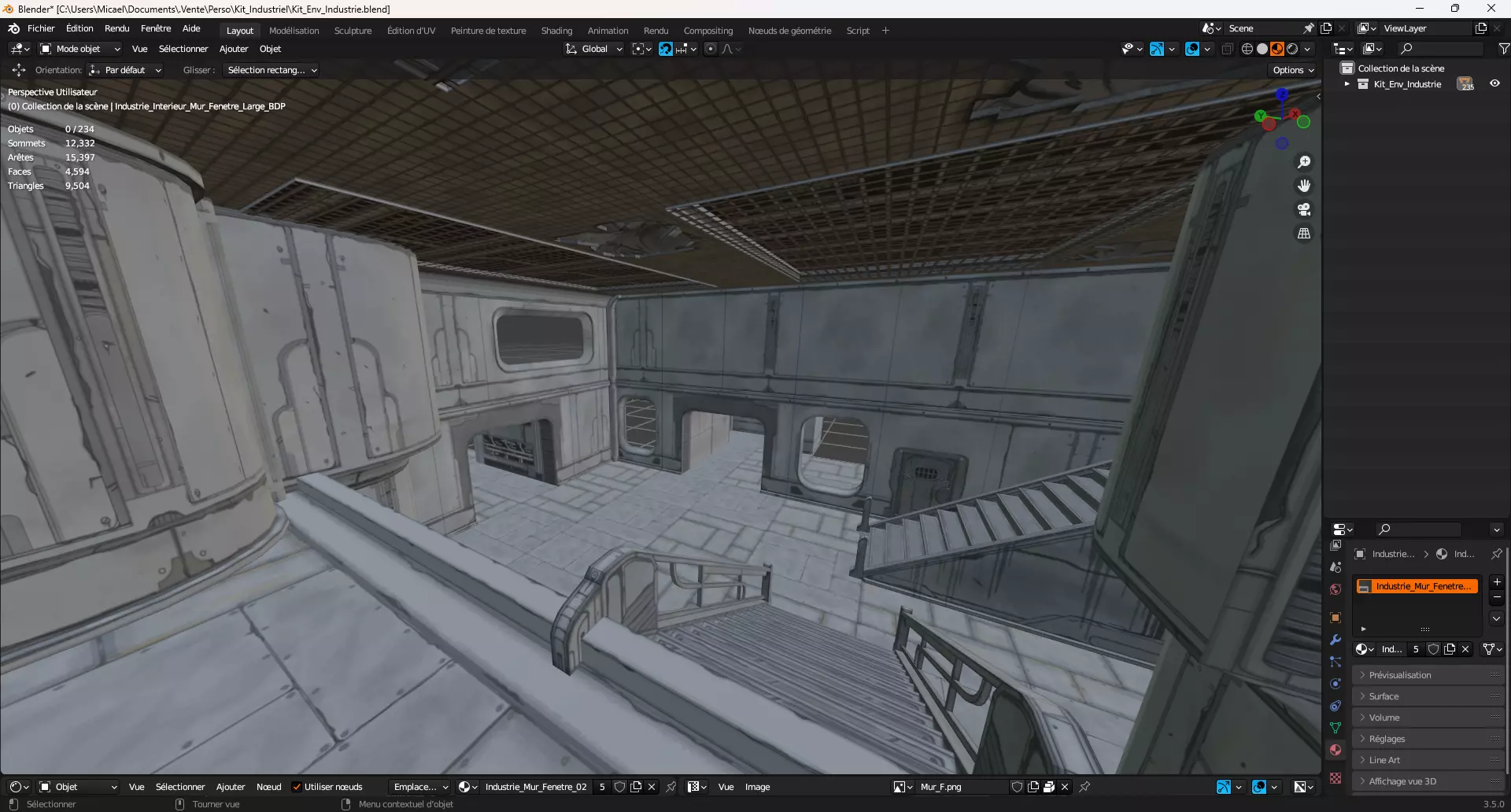 Hand Painted KitBash Industrial Interior Low-poly 3D model_0