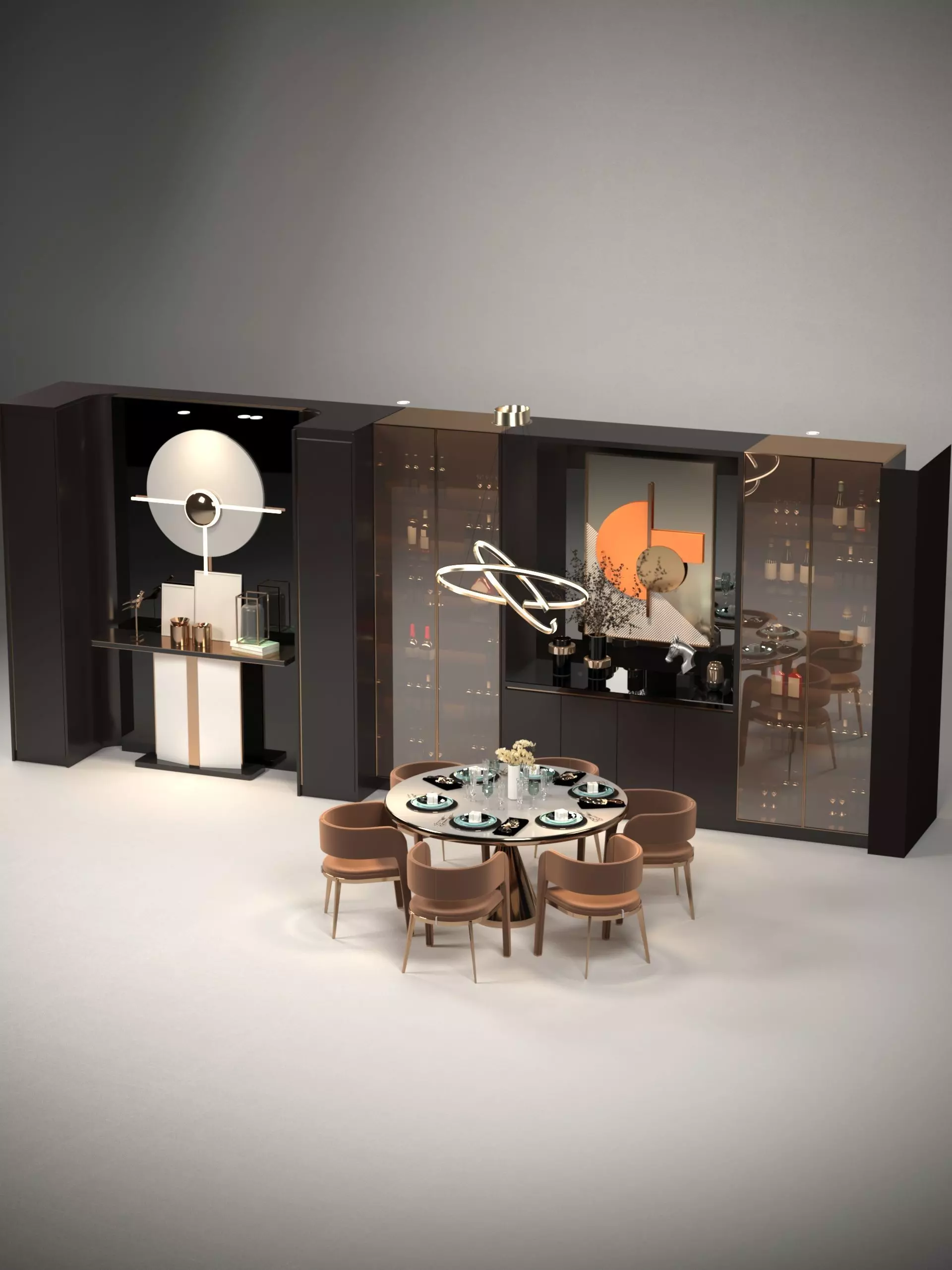 Dinner Table With Shelves 3D Model 3D model_0