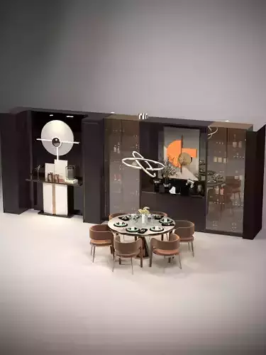 Dinner Table With Shelves 3D Model 3D model