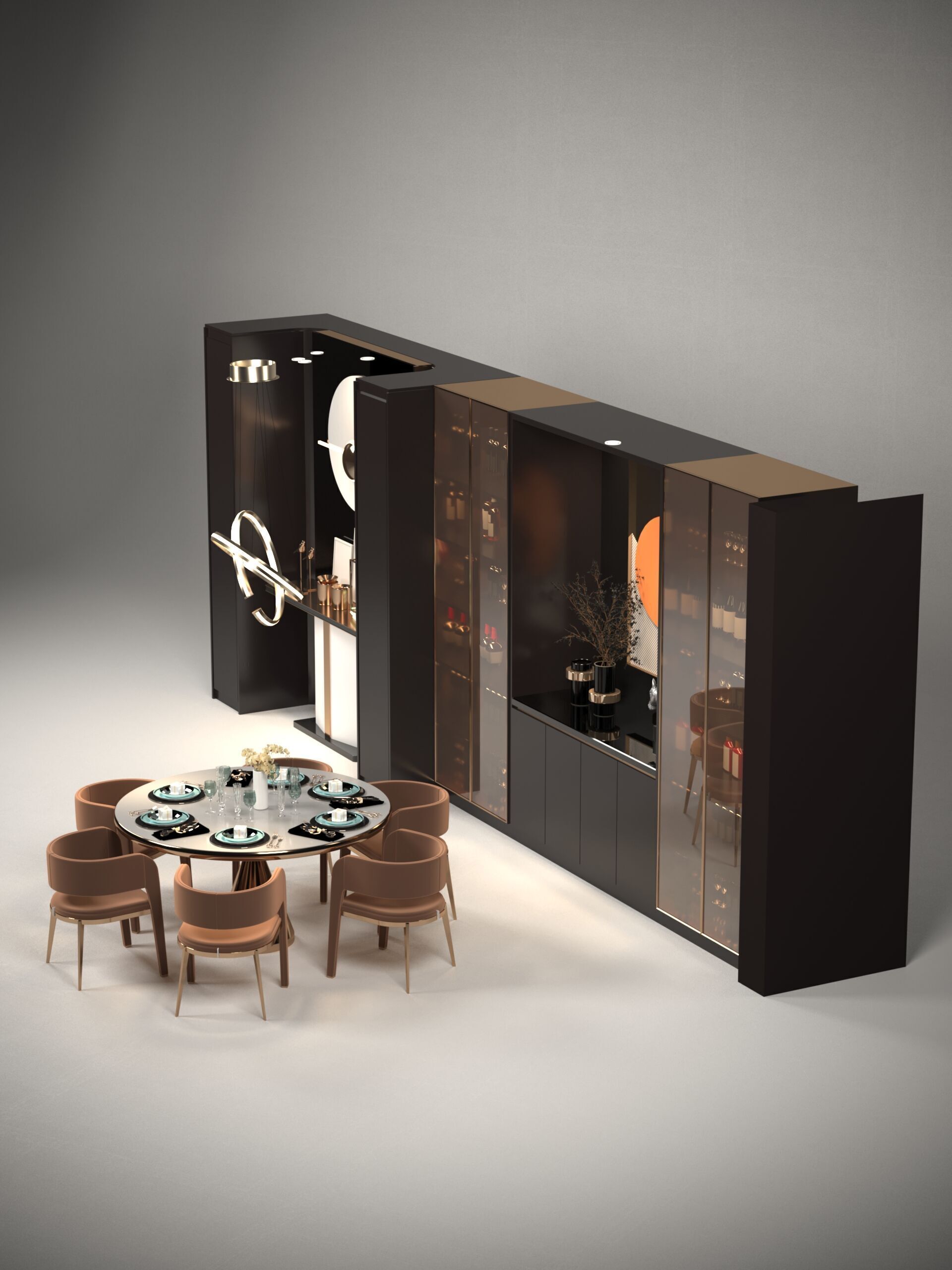 Dinner Table With Shelves 3D Model 3D model_1