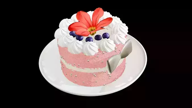 Pink bow fruit cake 3D model