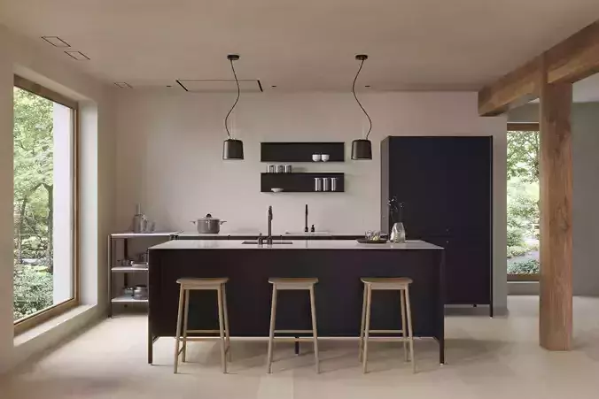 Modern Minimalist Kitchen Ready Scene