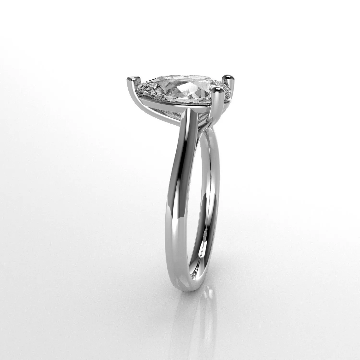 Classic Shoulder Solitaire Ring - Pear Shape - 200 ct points 3D print model_3