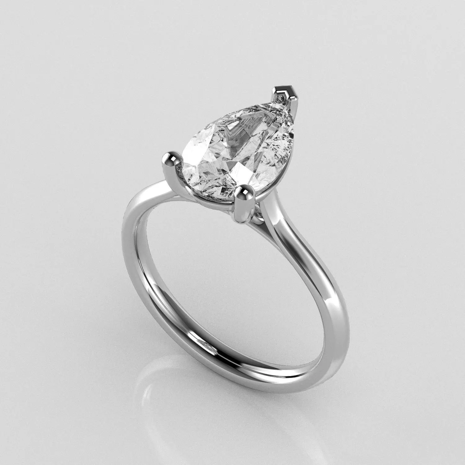 Classic Shoulder Solitaire Ring - Pear Shape - 200 ct points 3D print model_0