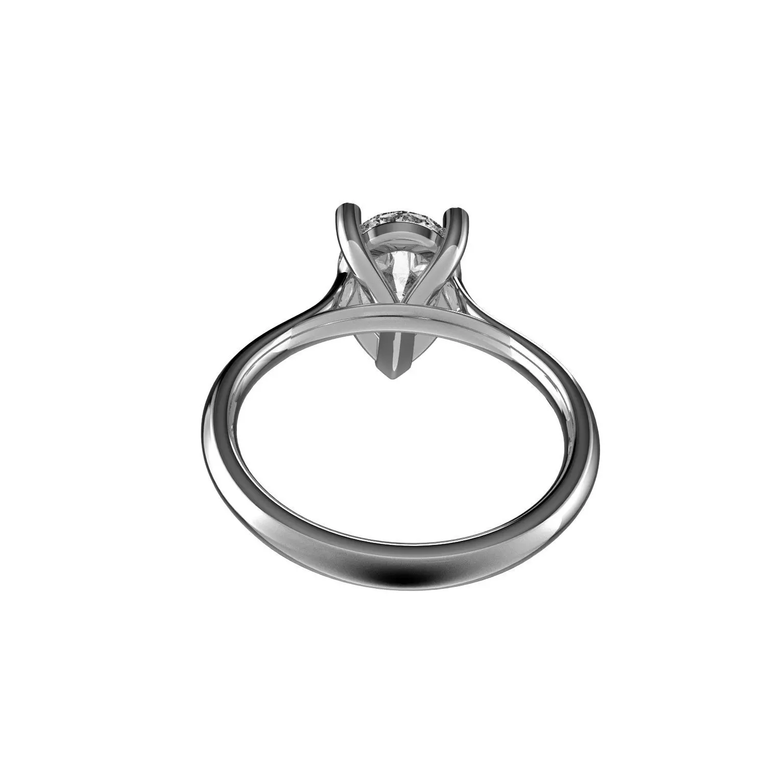 Classic Shoulder Solitaire Ring - Pear Shape - 200 ct points 3D print model_4