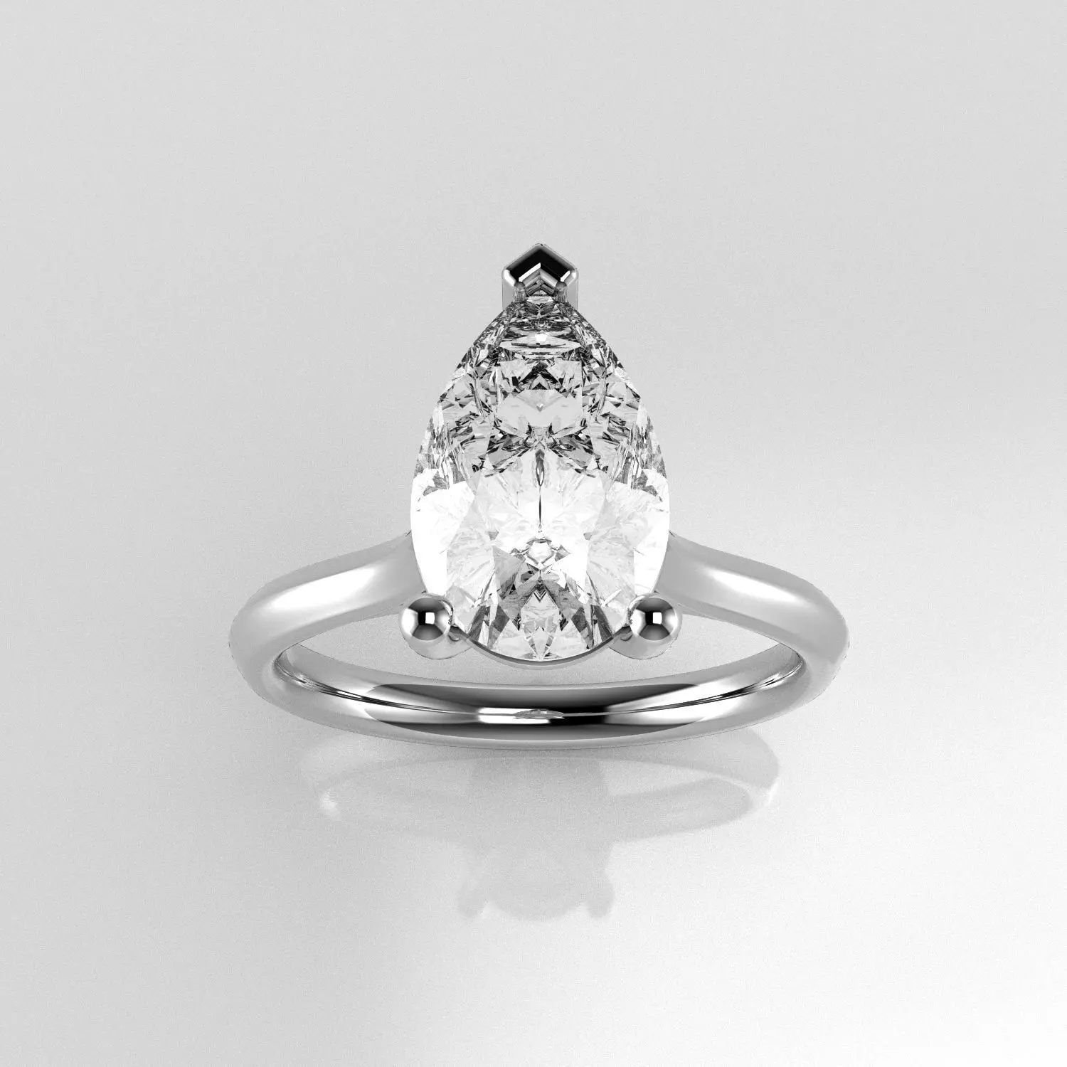 Classic Shoulder Solitaire Ring - Pear Shape - 200 ct points 3D print model_1