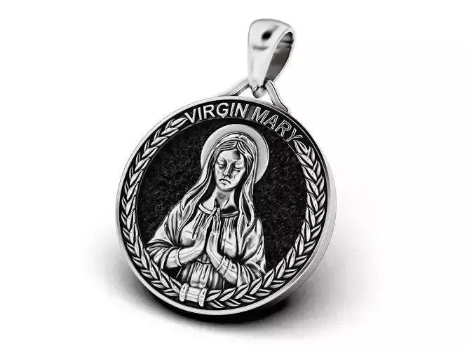Virgin Mary Cross Pendant 3D print model