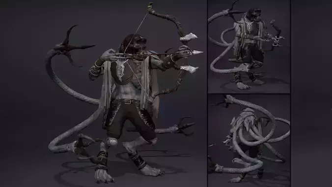 Gloom Archer Tentacle Low-poly 3D model