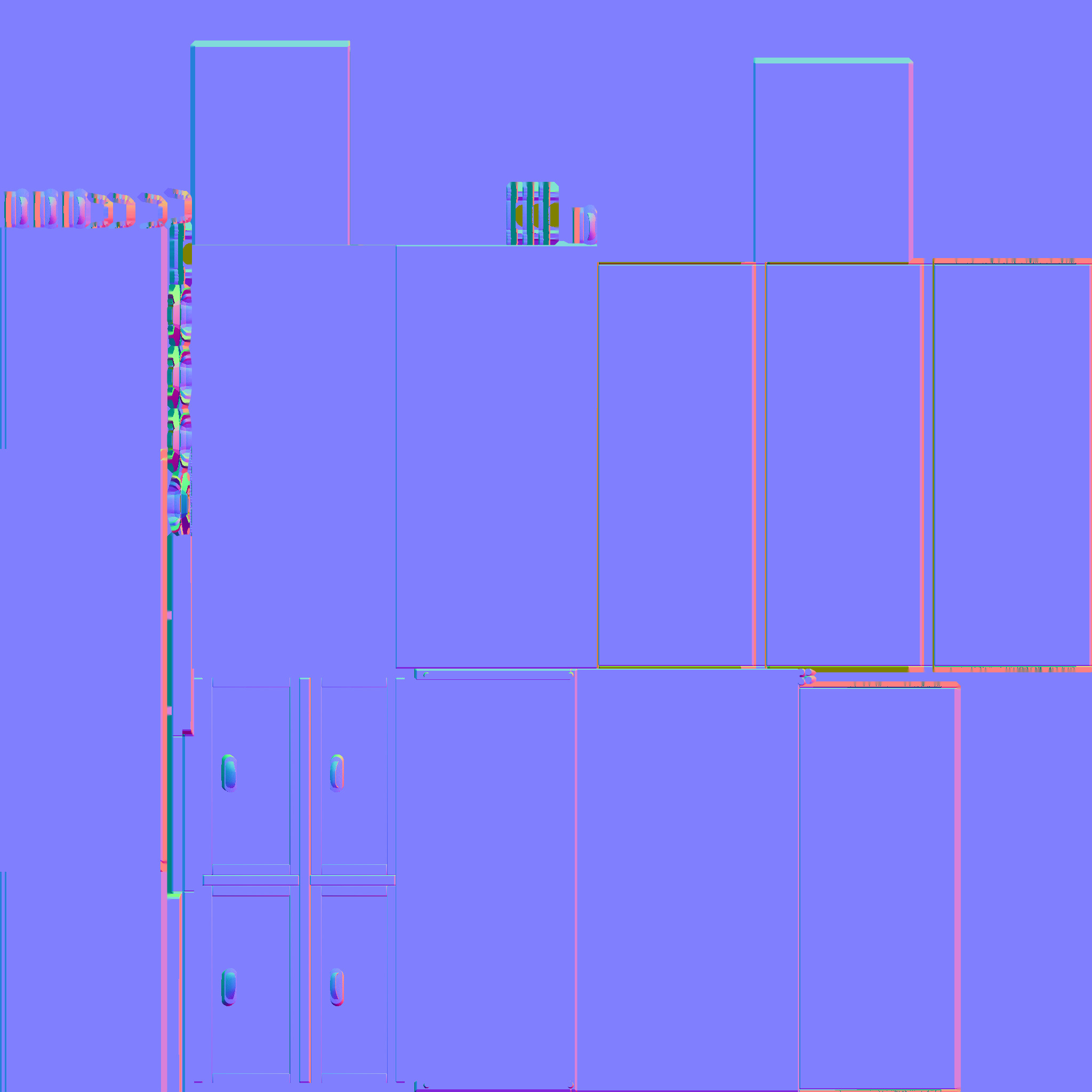 Low Poly PBR Bookcase Shelves with Drawers Low-poly 3D model_4