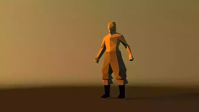 low poly man 3d in sun