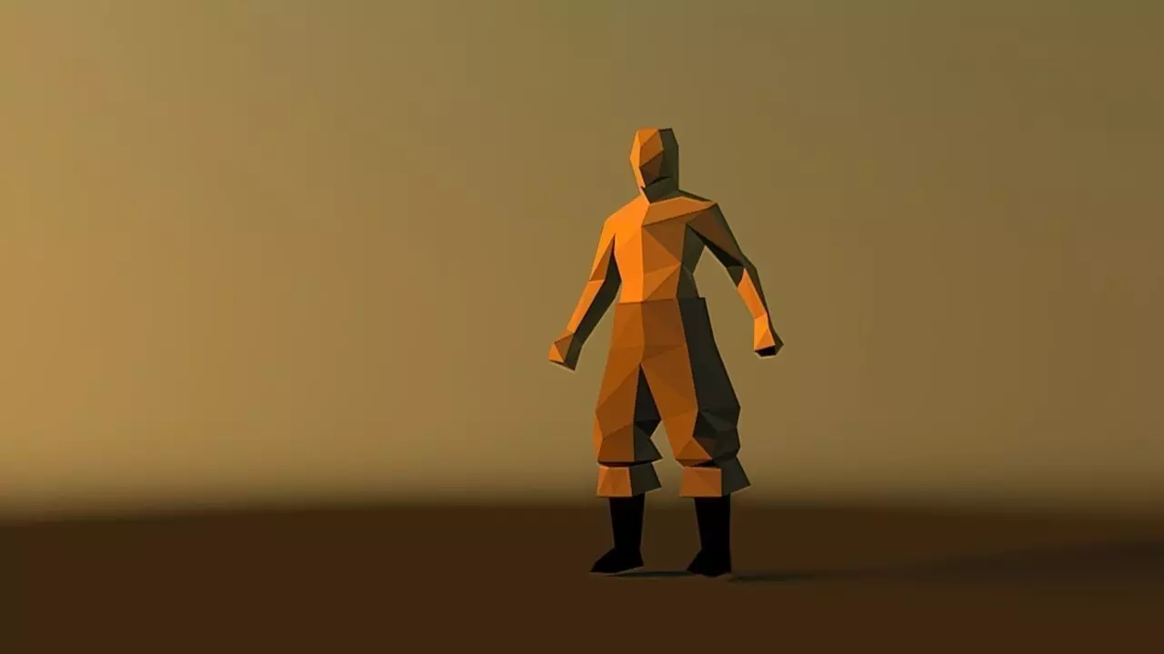 low poly man 3d in sun Free low-poly 3D model_0