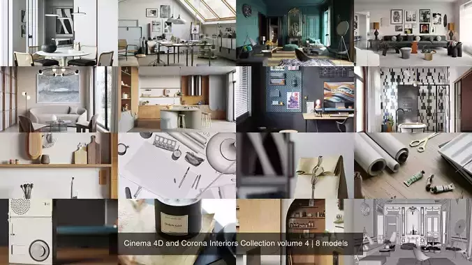 Cinema 4D and Corona Interiors Collection volume 4