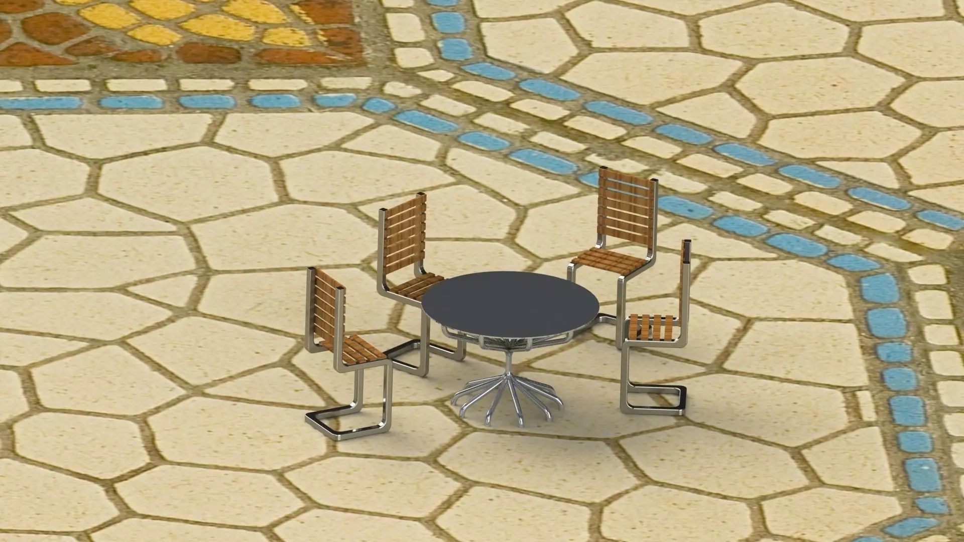 Table and Chair Free 3D model_0