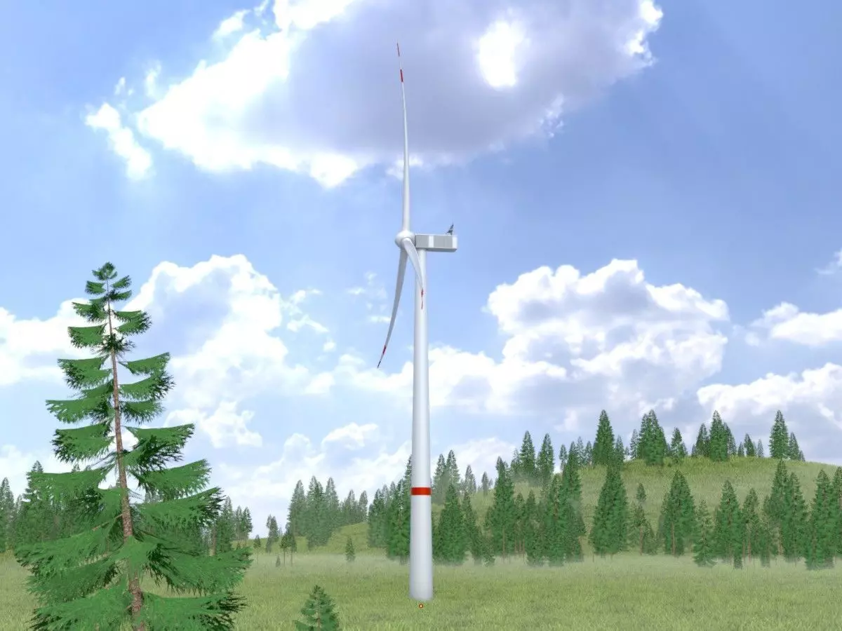 Wind turbine V1 H-138 DR 162 m Low-poly 3D model