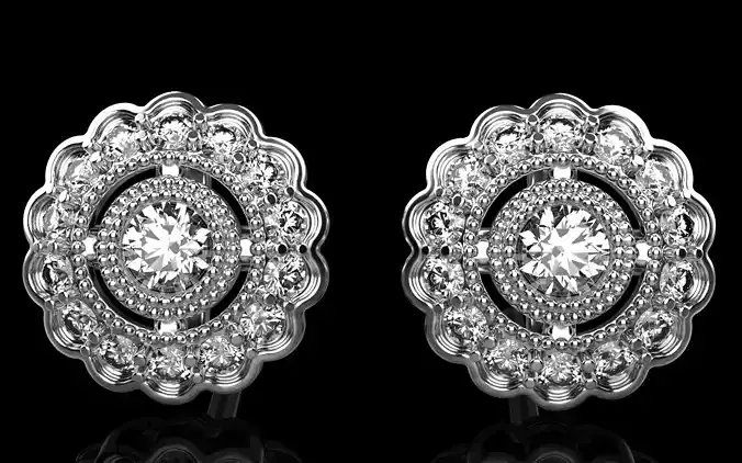 scalloped halo earring model 1079 3D print model