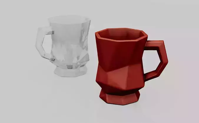 Stylized Low Poly Mug 3D Coffee Cup Model