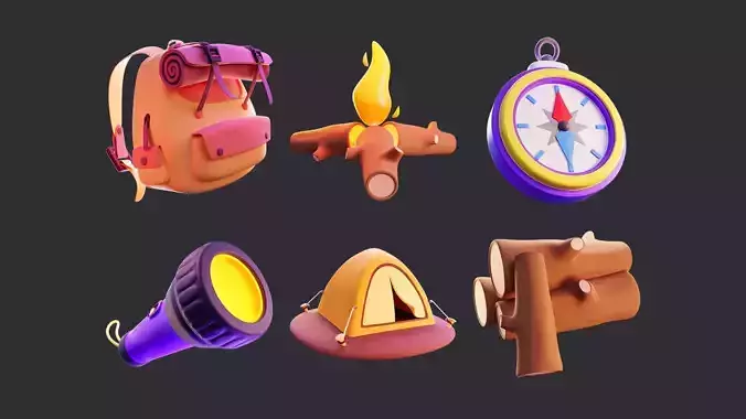 Low Poly Camping 3D Asset Pack