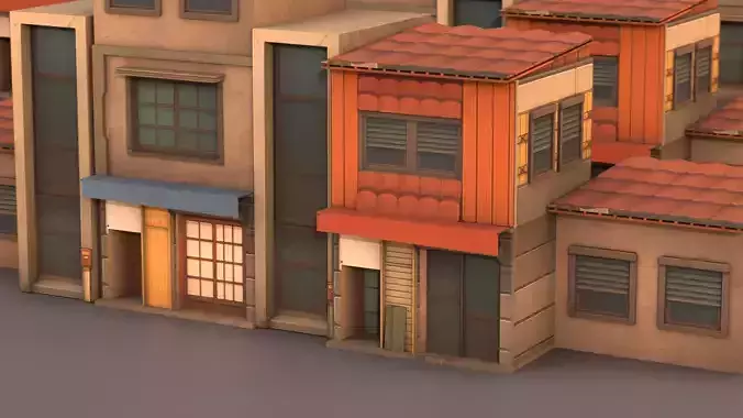 Japanese low-poly Stylized buildings Pack