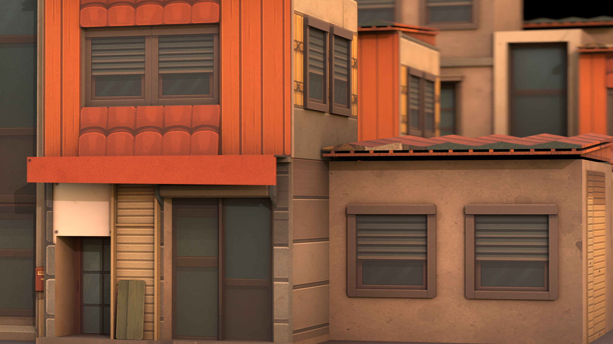 Japanese low-poly Stylized buildings Pack Low-poly 3D model_5