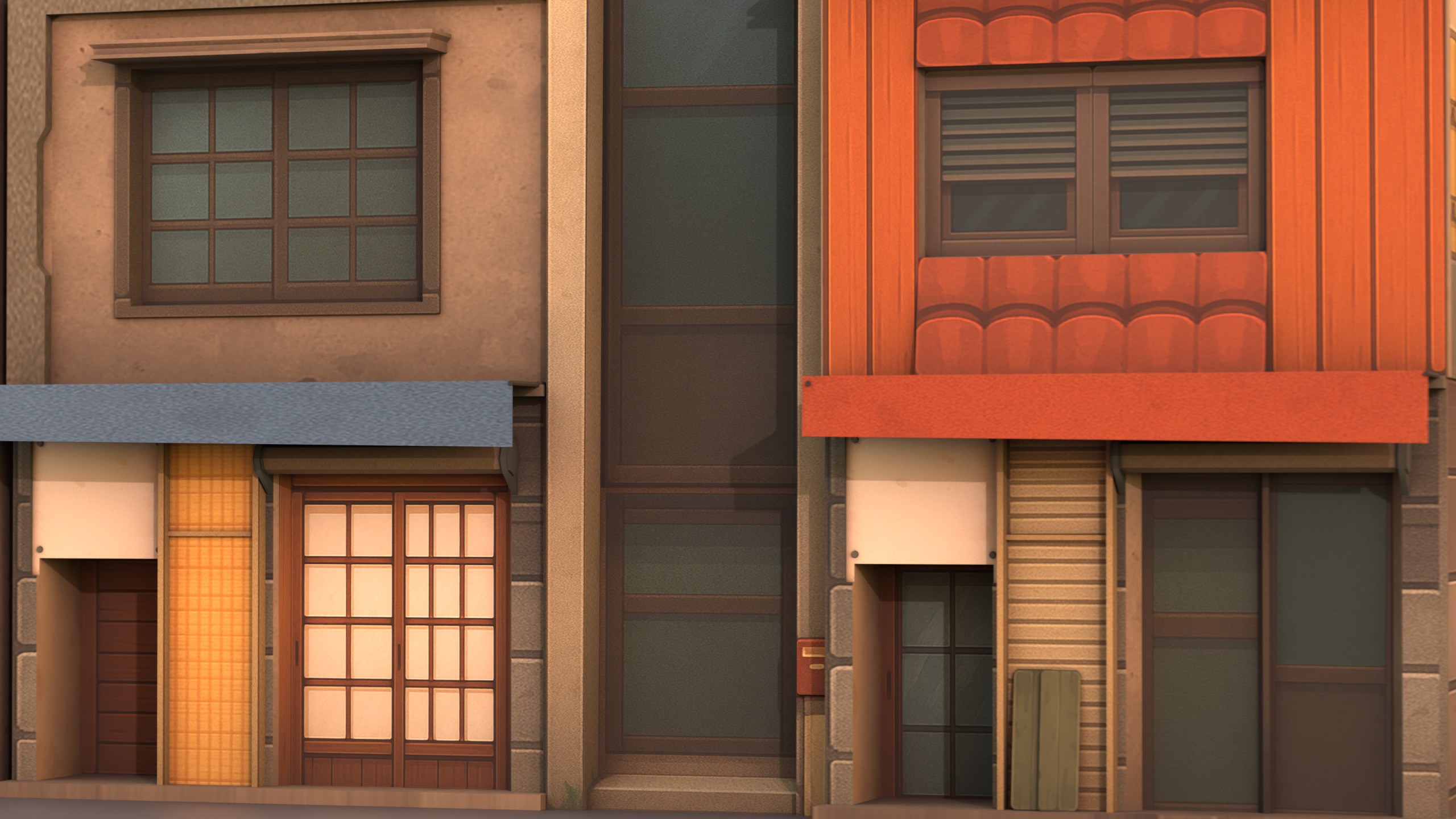 Japanese low-poly Stylized buildings Pack Low-poly 3D model_4