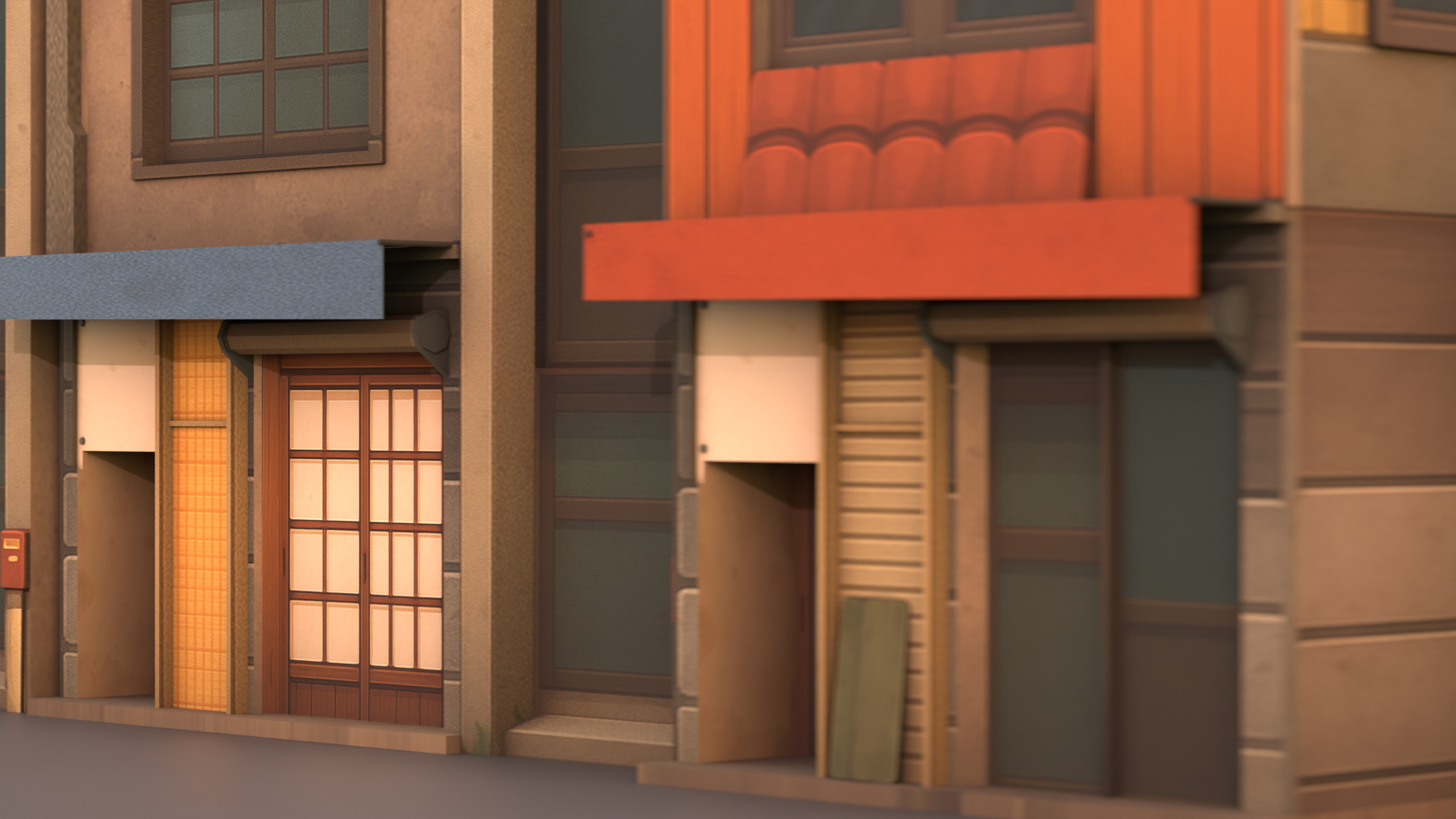 Japanese low-poly Stylized buildings Pack Low-poly 3D model_2