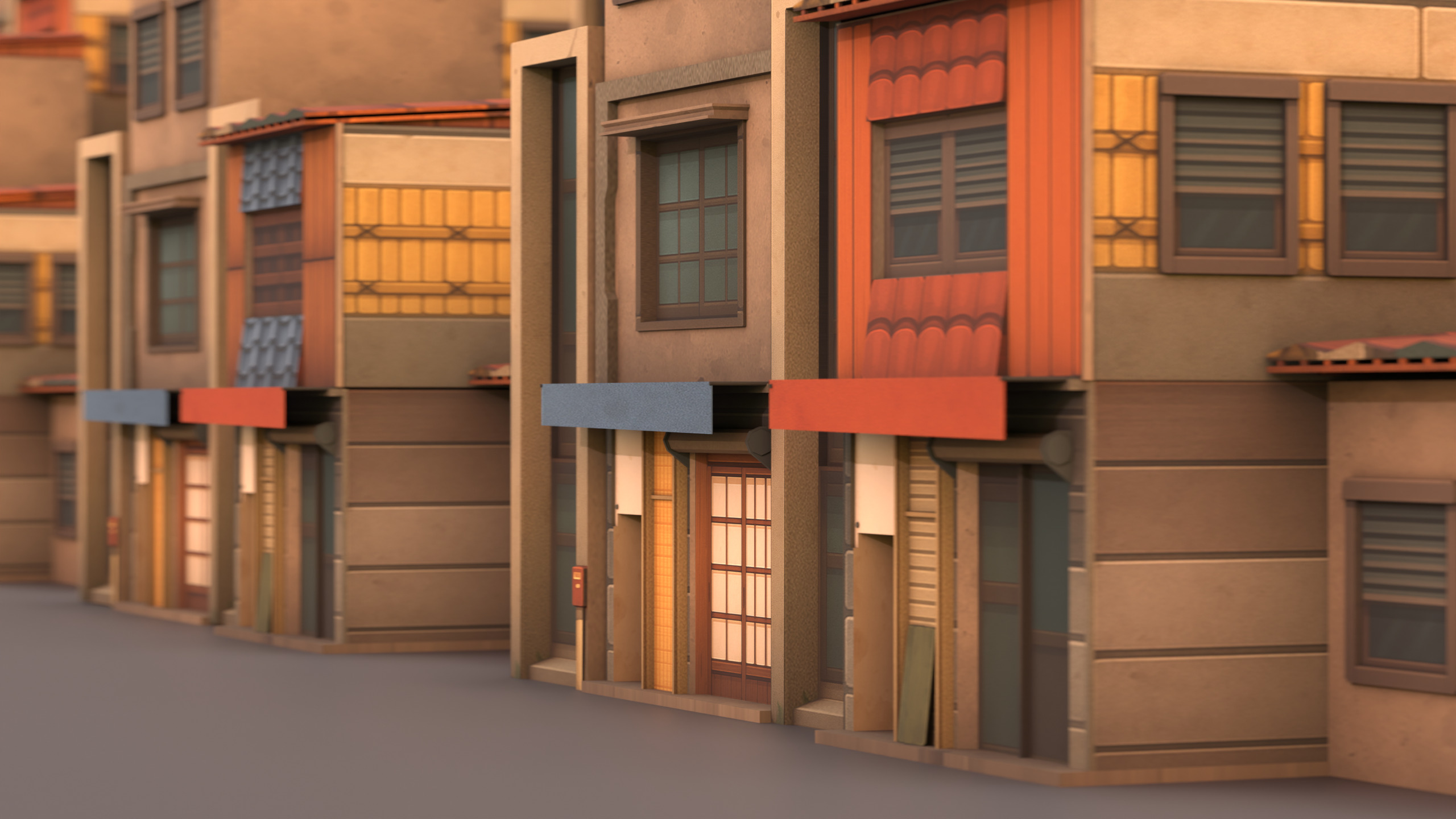 Japanese low-poly Stylized buildings Pack Low-poly 3D model_6