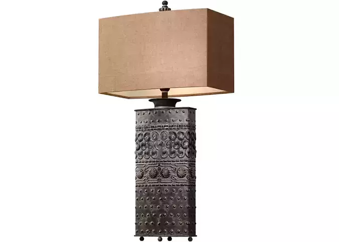 Oriental Tall Bronze Metal Nightstand bedside Table Lamp 3D model