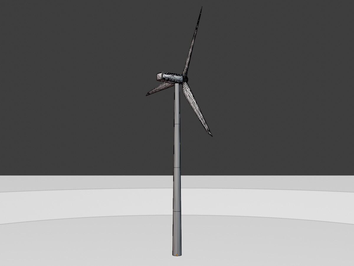 Wind turbine N1 H-150 RD 148 m Low-poly 3D model_11