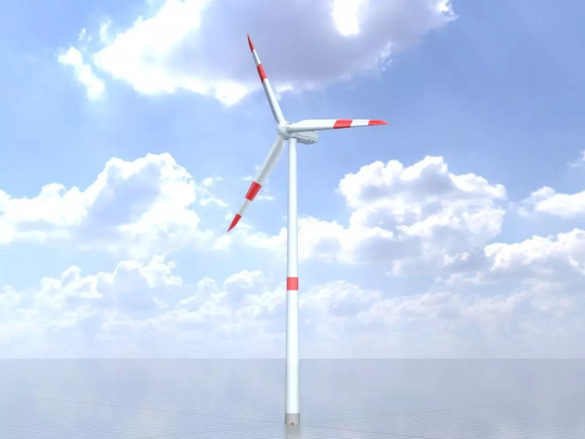 Wind turbine N1 H-150 RD 148 m Low-poly 3D model_0