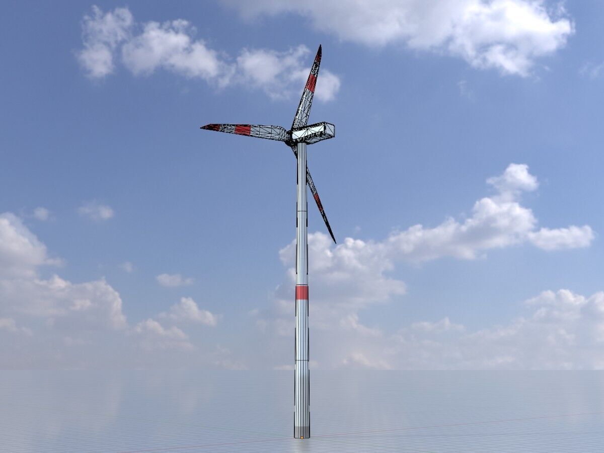 Wind turbine N1 H-150 RD 148 m Low-poly 3D model_6