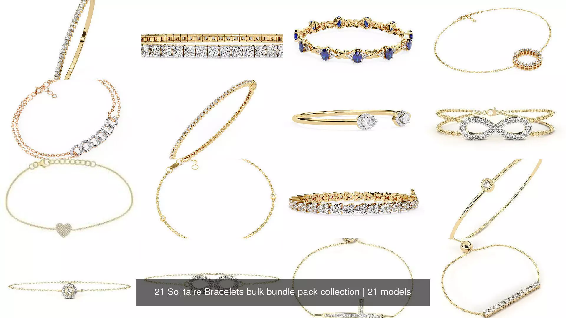21 Solitaire Bracelets bulk bundle pack collection _1