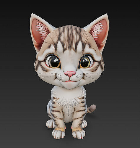 Cat Kitten Realistic 3D Model Basic - Low Poly Realistic Low-poly 3D model