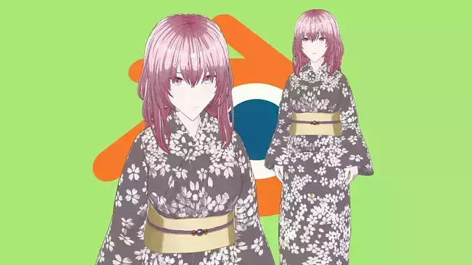 Anime Girl in Traditional Kimono